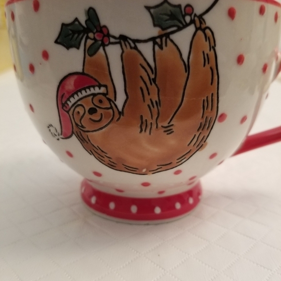 Sleigh Bell Bistro Sloth Christmas Holiday Ceramic Coffee Cup Mug - Picture 4 of 5
